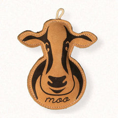 The Furr Company Cow moo premium leather toy with orgnainc cocunt fibre filling