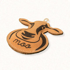 The Furr Company Cow moo premium leather toy with orgnainc cocunt fibre filling