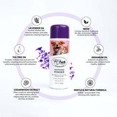 Soothing Powder for dogs and cats with the goodness of Lavender Oil, Neem & Cedarwood Extract- 120 Gm