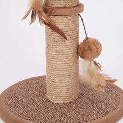 The Furr Company Plush Jute Scratching Post Cat Tree Toy with Plush Accents