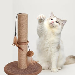 The Furr Company Plush Jute Scratching Post Cat Tree Toy with Plush Accents