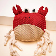 The Furr Company Knitted Crab Plush Toy with squeaker