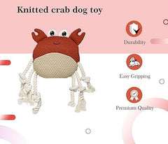 The Furr Company Knitted Crab Plush Toy with squeaker