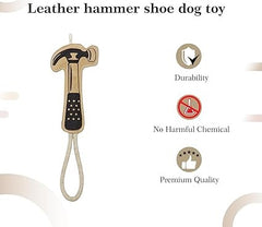 The Furr Company Hammer shaped premium leather toy with orgnainc cocunt fibre filling