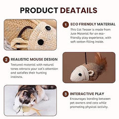 The furr company Interactive Wand toy with Knitted Mouse