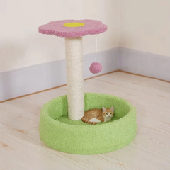 The Furr Company velvet Flower Cat Tree with Scratching Post and Play Ball