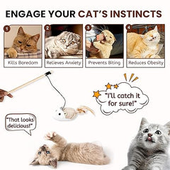 The furr company Interactive Wand toy with Knitted Mouse