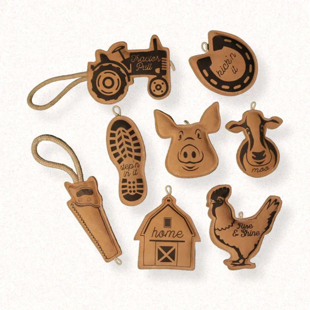 The Furr Company Cow moo premium leather toy with orgnainc cocunt fibre filling