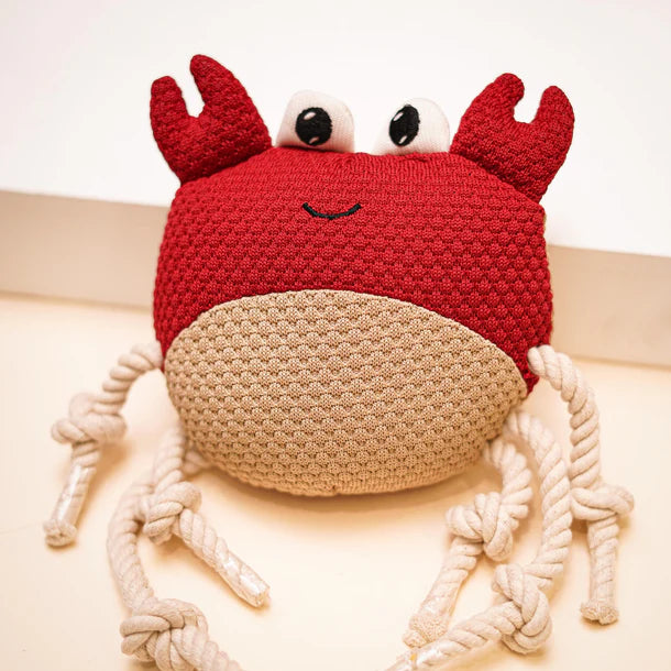 The Furr Company Knitted Crab Plush Toy  with squeaker