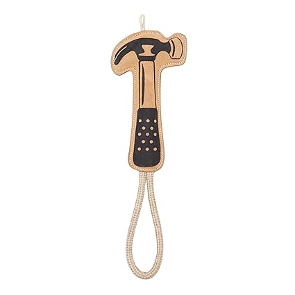 The Furr Company Hammer shaped premium leather toy with orgnainc cocunt fibre filling