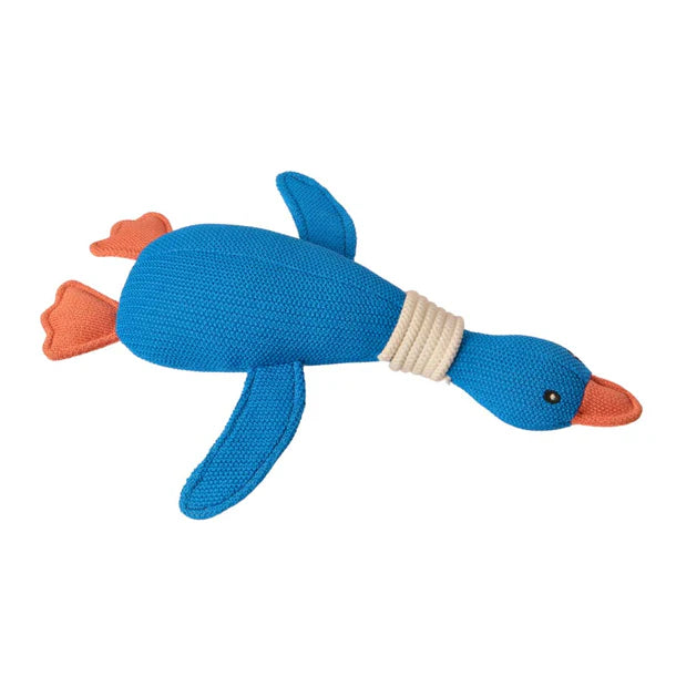 The Furr Company Knitted Duck Dog plush Toy with squeaker