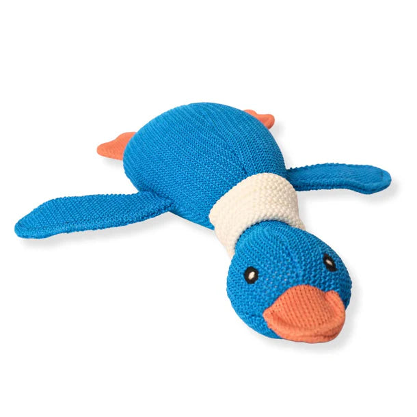 The Furr Company Knitted Duck Dog plush Toy with squeaker