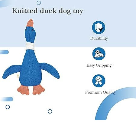 The Furr Company Knitted Duck Dog plush Toy with squeaker