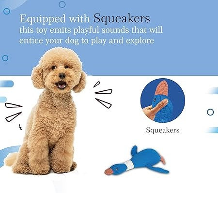 The Furr Company Knitted Duck Dog plush Toy with squeaker